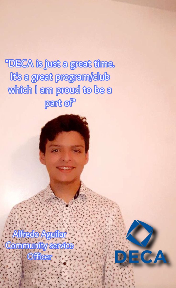 DECADVHS's tweet photo. Hey everybody just wanted to introduce our brand new DESERT VIEW DECA 2020-2021 Community Services Officer Alfredo Aguilar!! We are proud to have you on our Officer team and hope to do some fun activities this year 💎💙💎 https://t.co/R4dnM9es1U