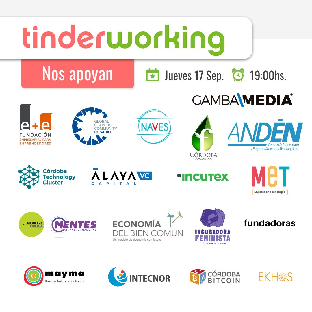 FundacionGene's tweet photo. @iae @InnoProdUNCuyo @SEVUNCuyo @AlayaCapital @fundacionEmasE @incutex @NoblezaObliga_ @ClusterCba @HumanidadMayma @comunidadmet @intecnor @ebiencomun 
#tinderworking #startups #emprendedores #matchfederal #asetec #fundacióngene #fundacióniniciativa https://t.co/CpSMtMKKvM