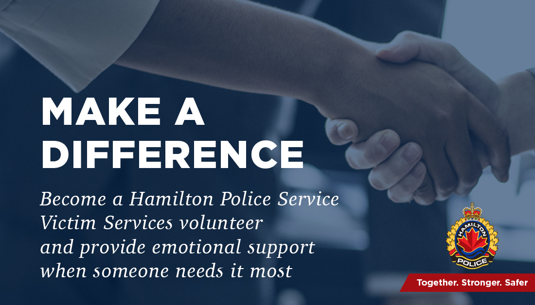 HamiltonPolice's tweet photo. HPS Victim Services Branch is looking for volunteers! Our amazing volunteers provide practical assistance, emotional support and referrals to victims of crime.
Visit: https://t.co/7hvrMQLLAD #hps #victimservices #Hamont #joinHPS #hamont #volunteeropportunities #joinourfamily https://t.co/KaaNQdko3H