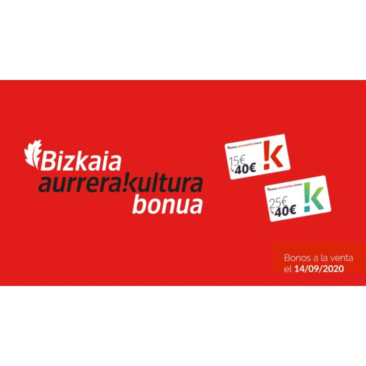 Bilbao_Centro's tweet photo. BONOS #Kultura A LA VENTA! 🤩
📍Cajeros multiservicios de @Kutxabank
📍Página web en el siguiente enlace 🔗 https://t.co/jaG5TW1tYL
Hay2tipos de bonos!
➡️TIPO A
Lo compras por 25€ y gastas 40€
➡️TIPO B
Lo compras por 15€ y gastas 40€
⚠️El tipo B productos en euskera! #bakb https://t.co/dXXlw8i0Ev