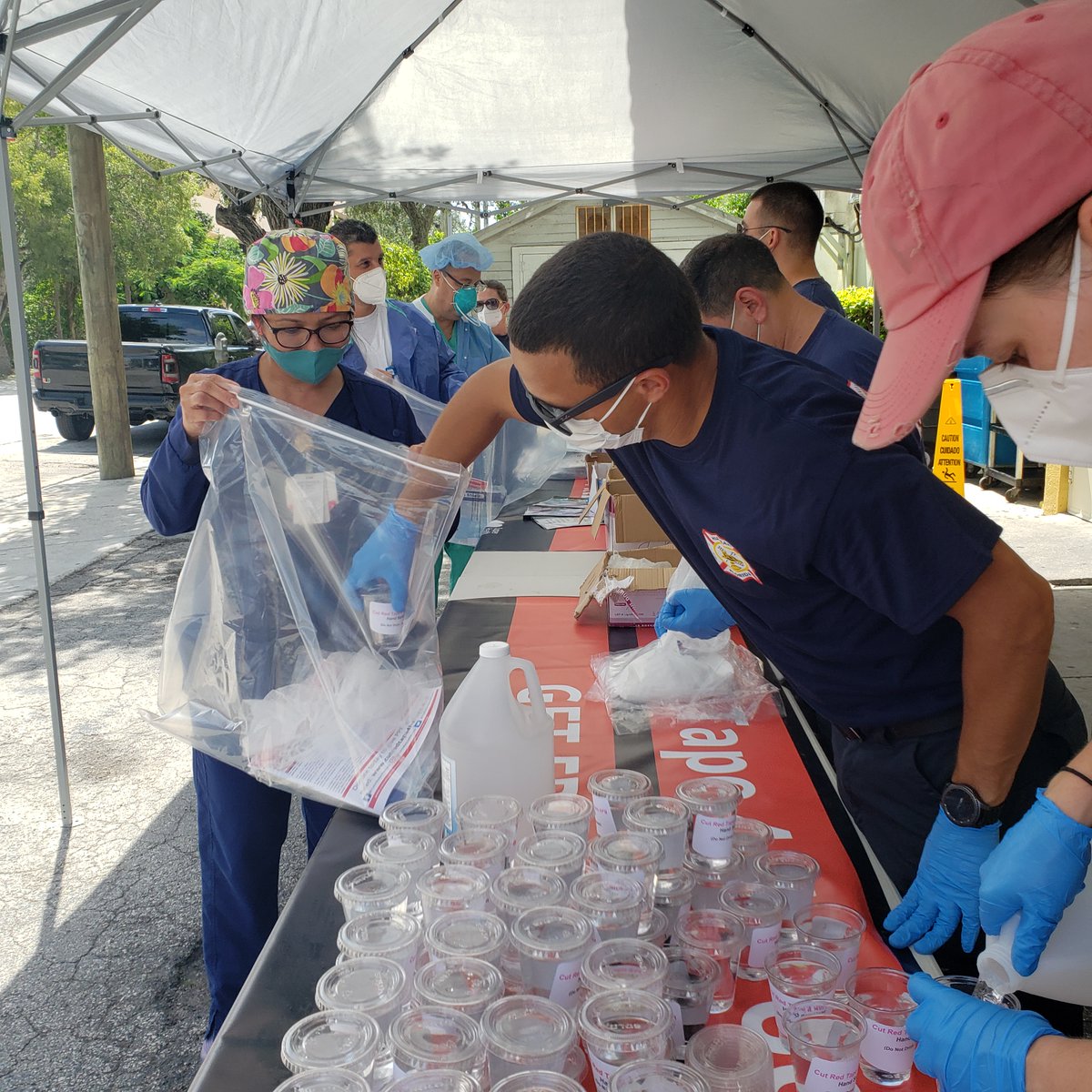 CutRedTape4Hero's tweet photo. Some more photos from our PPE giveaway at Larkin South! We are in Miami/Hialeah/South Florida all week giving PPE to hospital workers &amp; others in need. To request we visit your healthcare org, email info@asrlab.org https://t.co/Vbda8gRKsO (Credit: Robert Ripps) #miami #hialeah https://t.co/MYqyb6NcZ2
