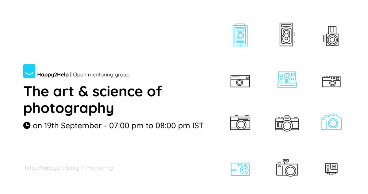happy2help_'s tweet photo. Hello Everyone, 

Inviting you to a free webinar on “The Art and Science of Photography - for beginners” on Sat Sept 19th, 7.00 pm to 8.00 pm. IST

Please use the calendly/Meetup link to register for the limited free slots.
https://t.co/5HYvzDfKD3
https://t.co/avCh0fX7BE

Share:) https://t.co/WxcGkrdZe5