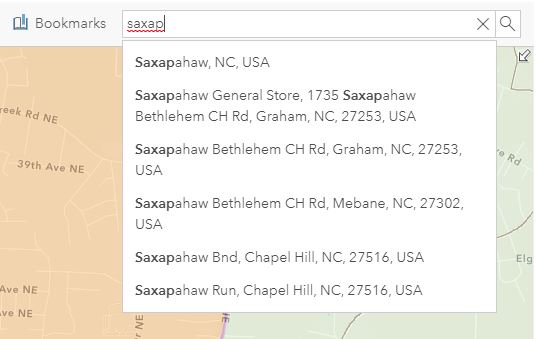 6. You can use the search window in the upper right of the map (large screen device) to search for a place or specific address.