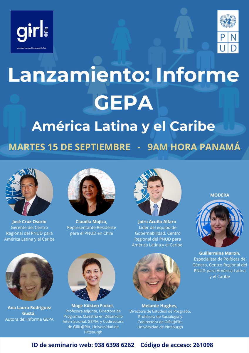 PNUD_ALGenera's tweet photo. ¡No te lo pierdas! 📢🙋🏽‍♀️

⏰📆MAÑANA 9AM (Panamá), conmemoraremos el #DiaDeLaDemocracia y la igualdad de género en la política pública lanzando nuestro reporte #GEPA en #LatAm y #Caribe 

Regístrate aquí➡️https://t.co/jb7nsxH1wz #ODS5 #ODS16 https://t.co/MCSJlzYJQw