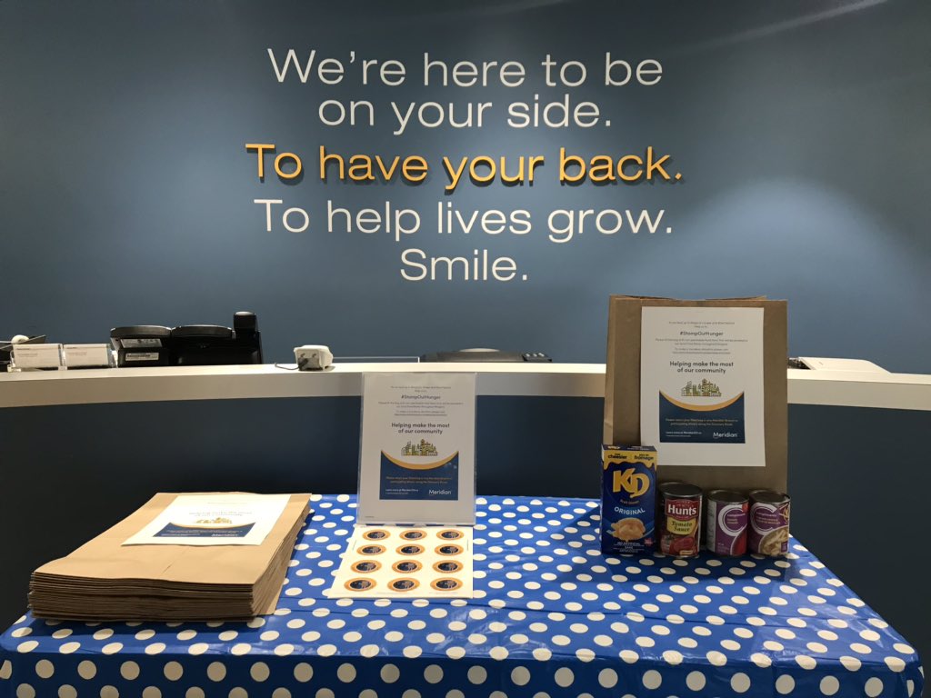 Come on by the Beamsville <a href="/MeridianCU/">Meridian CU</a> branch to Help us #StompOutHunger and fill a bag with non-perishable food items!