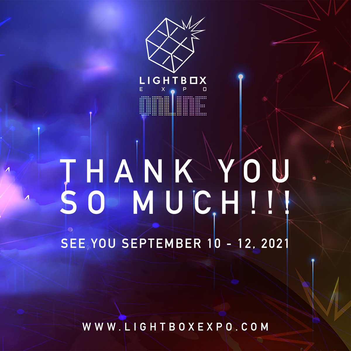 LightBoxExpo's tweet photo. THANK YOU to everyone who attended LBX Online!!!✨We are blown away by all of the love and support you have shown us throughout the weekend. Comment below your favorite memory from LBX Online!!! We’ll see you next year!❤️

#lbxonline2020 https://t.co/u9EMfPI8DG