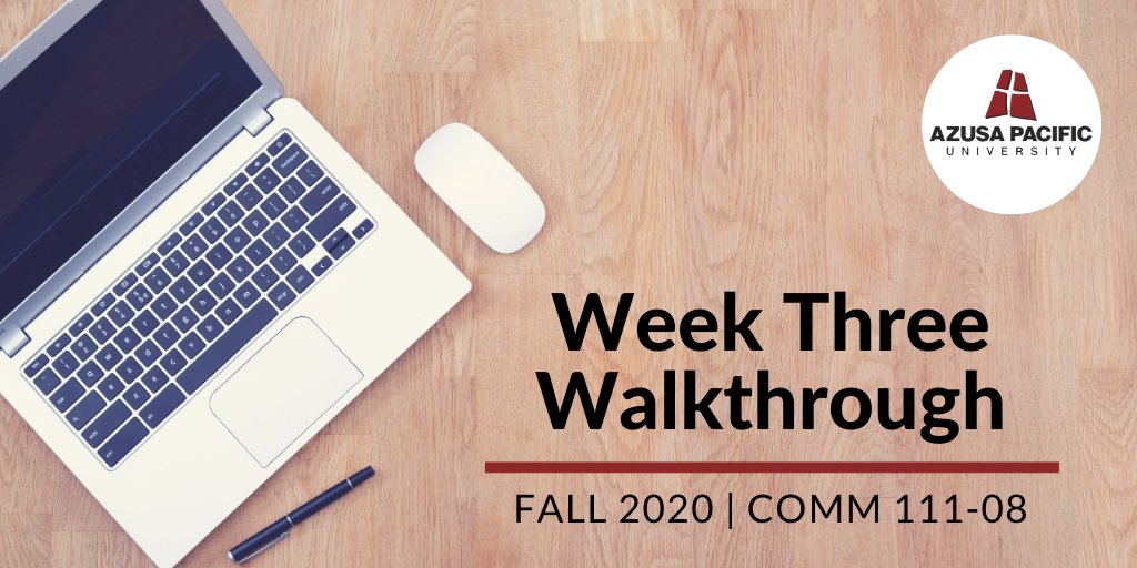 ProfessorNeu's tweet image. Hey #PubComm111-08 students, here is your Week Three
@CanvasLMS Module Walkthrough! youtube.com/watch?v=aCG3Xy…