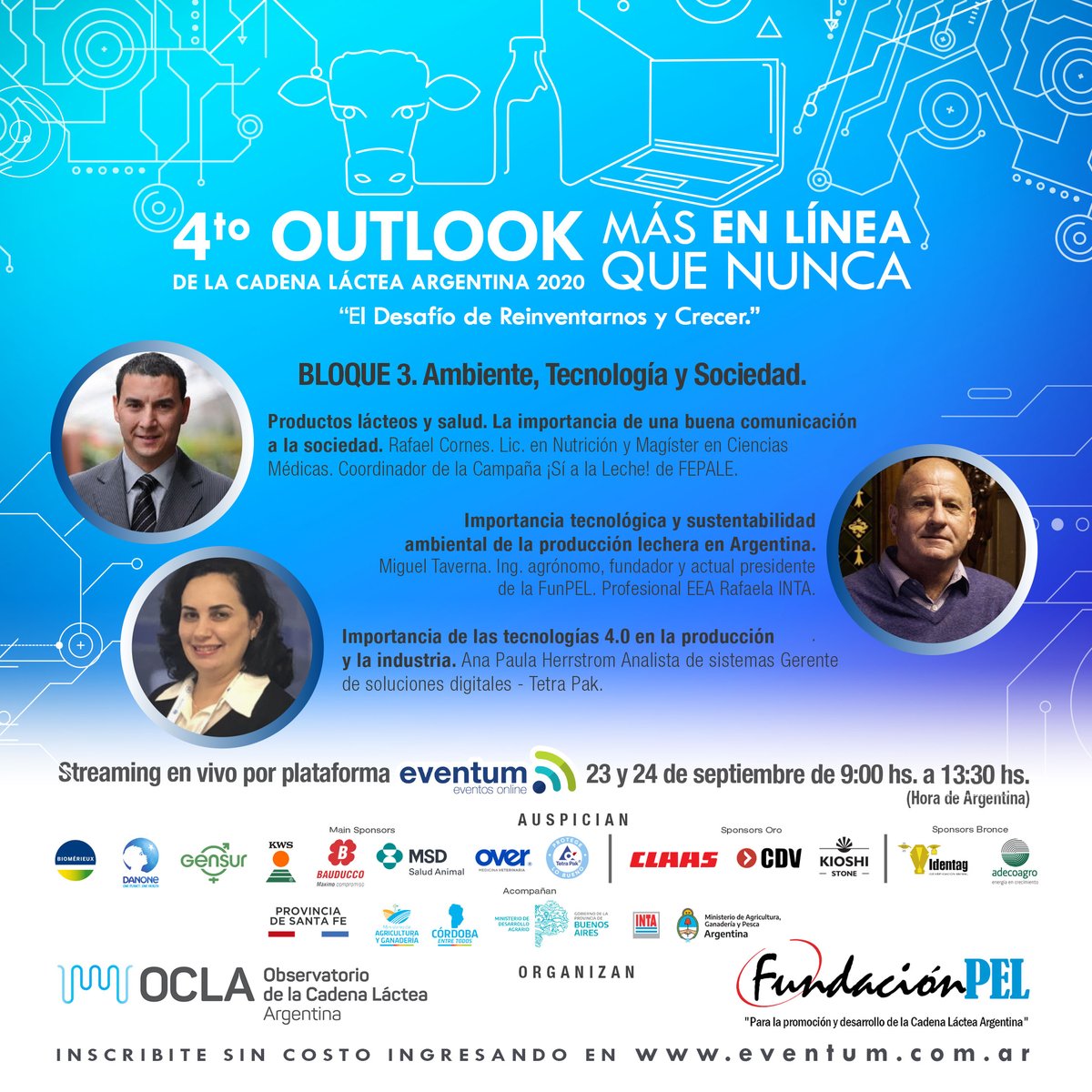fun_pel's tweet photo. ¡4° Outlook de la Cadena Láctea Argentina! 🥛🐮
El evento que convoca a todo el #SectorLechero con el desafío de reinventarse y crecer.

🗓️23 y 24 de septiembre
🕘De 9 a 13.30

Inscripción sin costo en https://t.co/up5F1tWxwz

✅Compartimos info sobre temas y expositores👇🏼 https://t.co/jxZESpiscl