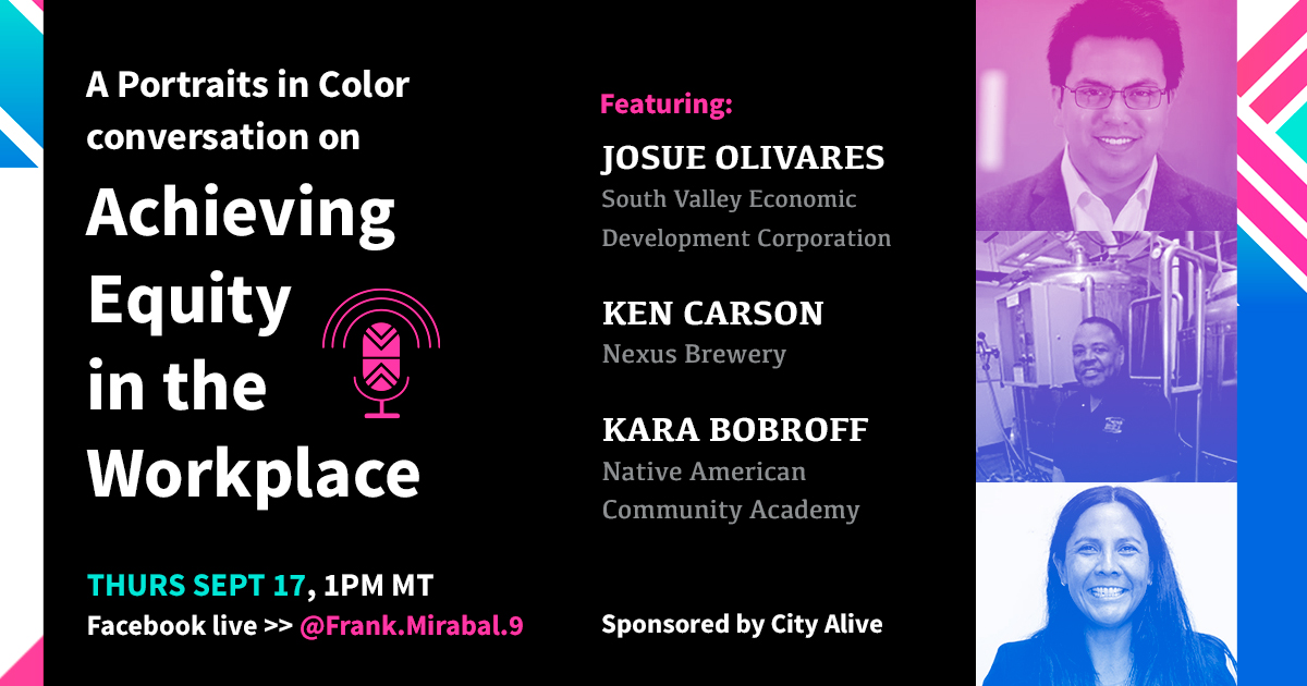 Join a community conversation this Thurs, 1pm MT on Achieving Equity in the Workplace via Facebook Live with host <a href="/FrankMirabal/">Frank Carlos Mirabal Mañón</a> &amp; guests Kara Bobroff <a href="/NISNetwork/">NACA InspiredSchools</a>, Josue Olivares <a href="/SVEDC/">South Valley EDC</a>, Ken Carson of <a href="/NexusBrewery/">Nexus Brewery</a>. 

facebook.com/frank.mirabal.9