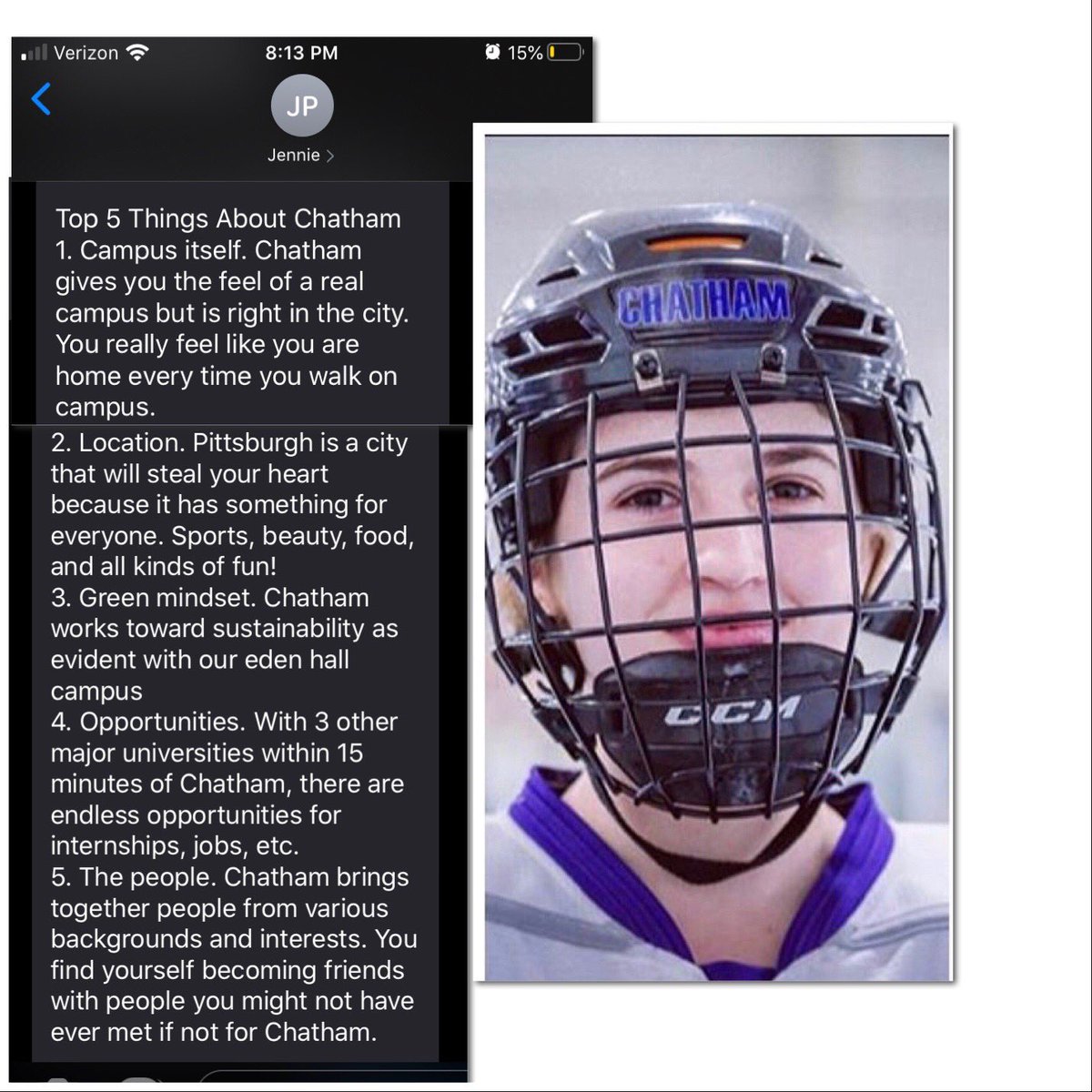 Chatham_WIH's tweet photo. Junior #11 Jennie Piotrzkowski shares her top 5 favorite things about Chatham! #StepsForward #RollCougs #whyChatham https://t.co/M6tfwrK4a1