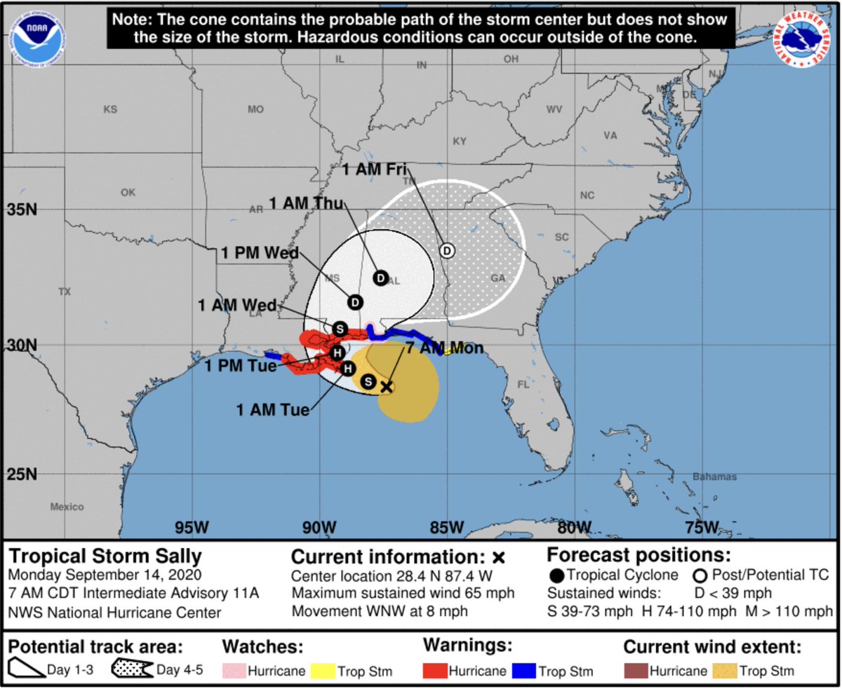 TVAnews's tweet photo. The River Forecast Center is monitoring Hurricane Sally and the potential for heavy rainfall. Expect Tenn. River reservoirs to be lowered this week. Tributary lakes will be used to store water if needed. We are keeping a close eye on more tropical weather forming in the Atlantic. https://t.co/qgyL9UzBUH
