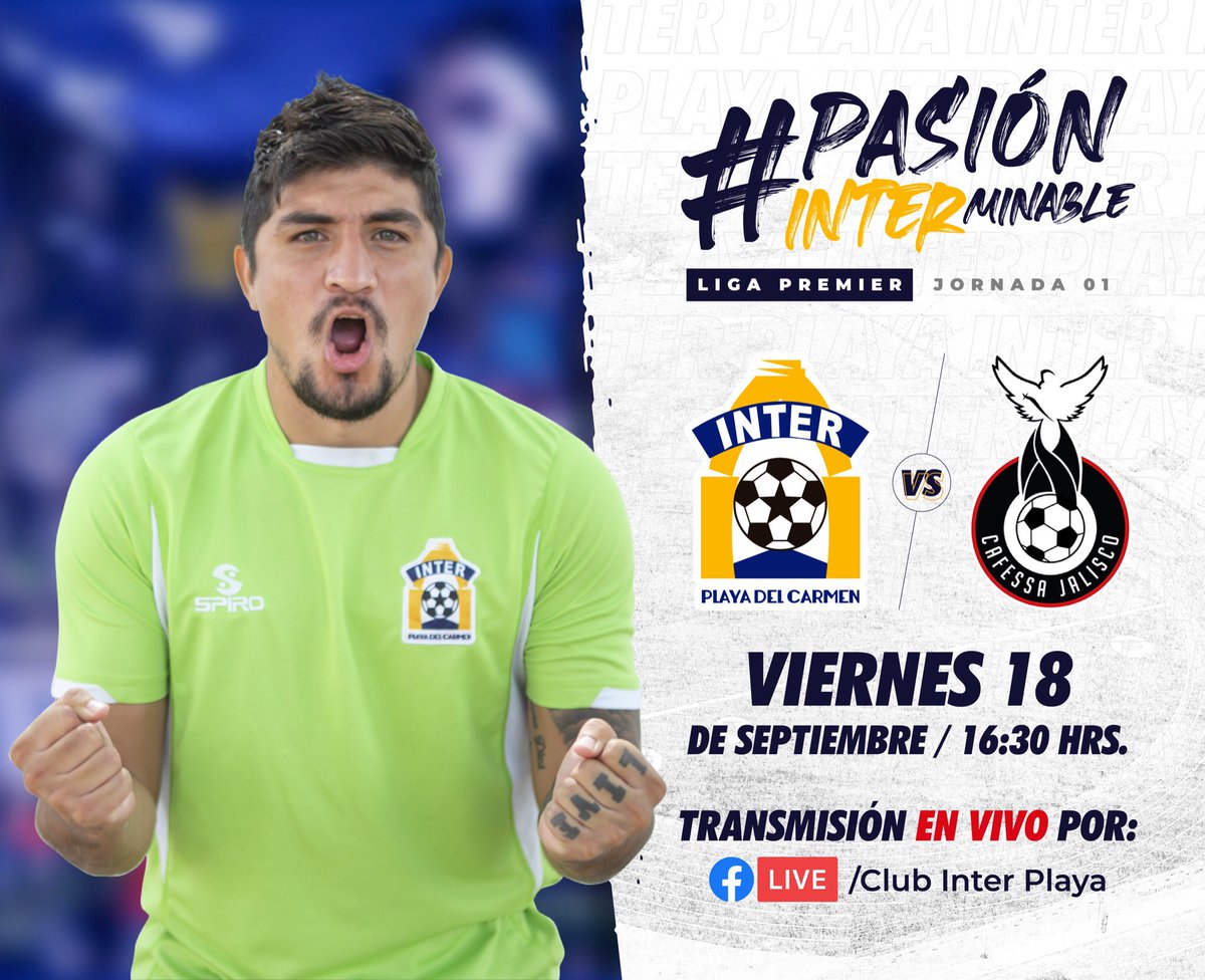 🤩 ¡La espera terminó! 🤩

Este viernes 18 de septiembre será nuestro debut en el torneo 2020-2021 a las 16:30 de la tarde. 

No te pierdas la transmisión del partido #EnVivo 🔴 en nuestras redes sociales a través de #InterPlayaTv desde las 16:15 pm. 📺 

#PasiónINTERminable 🟢🔵