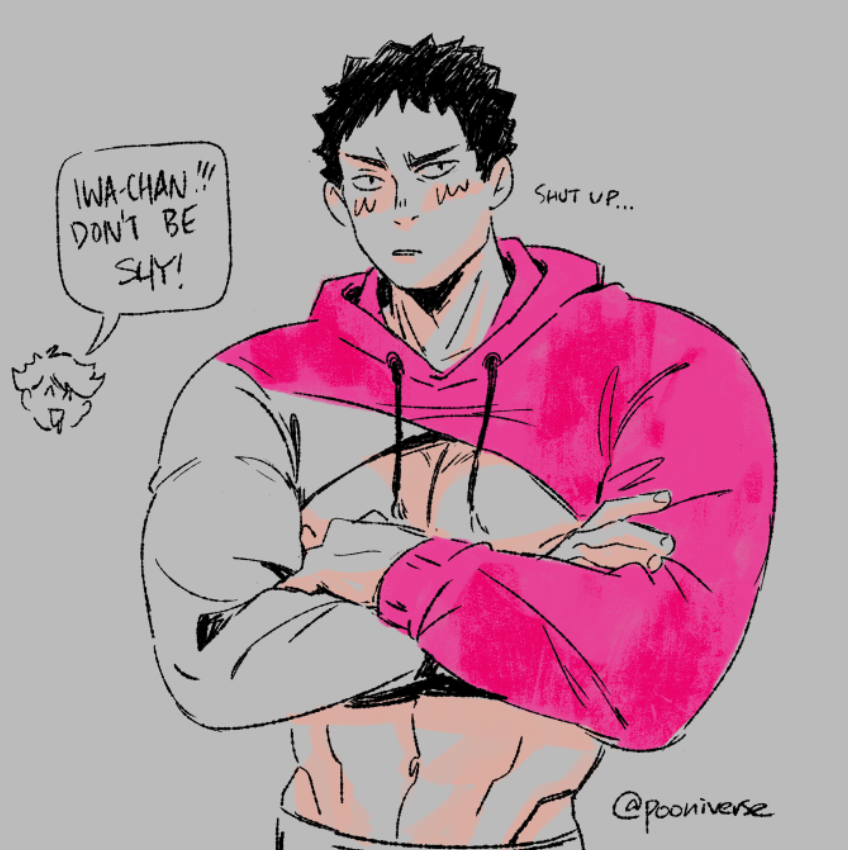 you can have a little open tiddy iwachan as a snacc ✨

hightlighter pink ;p also i wanted to draw this hoodie for some time now hahah

#Haikyuu  #ハイキュー 