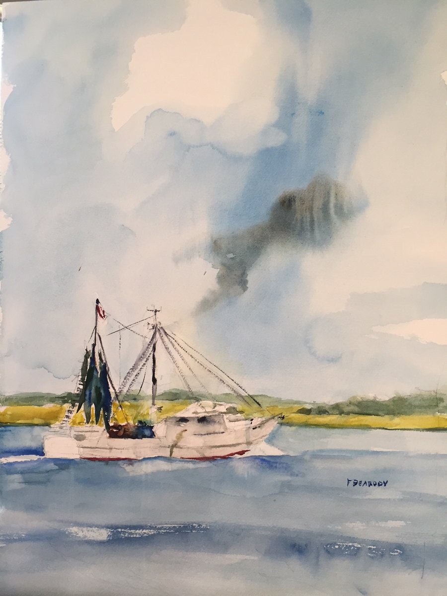 DogandHorseArt's tweet photo. Happy Monday! It's a beautiful, sunny day here in Charleston! Frank Peabody's glorious watercolor, "Shrimp Boat." 22 x 20 framed $1500.
@ExploreCharleston
#lowcountry #charlestonlife #marshviews
#charletonartist #lowcountryart #shrimpboat #landscapeart https://t.co/lWFXCPKFXa