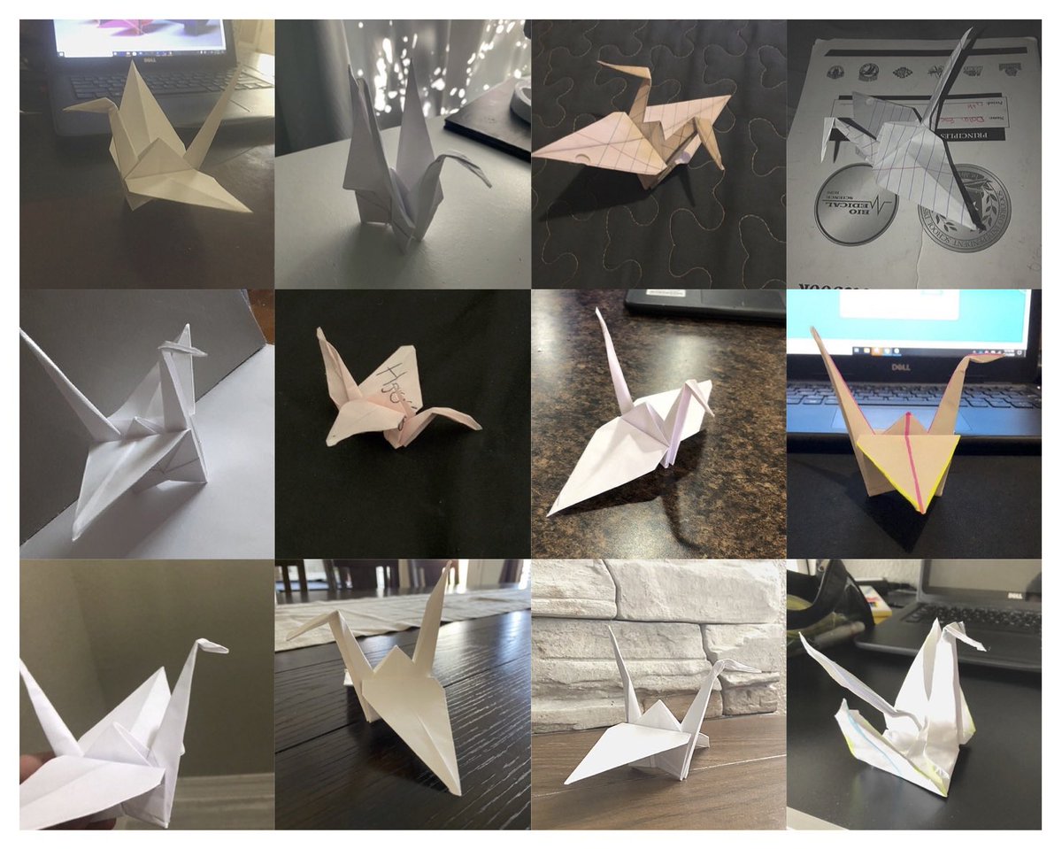 fields_EHS_art's tweet photo. Last Friday we made paper cranes which represent a symbol of hope both for the world and for 9/11.  Each student made one, totaling about 200 Paper Cranes! 🕊🌞 https://t.co/D2ePjQZamA  #TeamSISD @SISD_FineArts https://t.co/jE78BpZyZJ