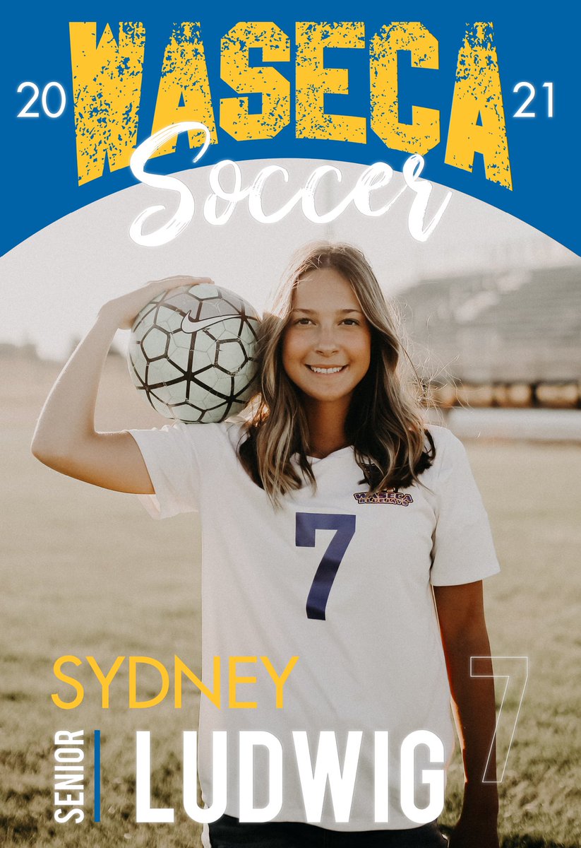 WasecaGS's tweet photo. We are going to take these next two weeks to highlight our amazing Seniors! First up, Sydney Ludwig! Sydney is our central midfielder. She sustained an injury in our first game of the season but we are hoping she will be healed up &amp; back on the field before the end of the season. https://t.co/V1RJt37GFH