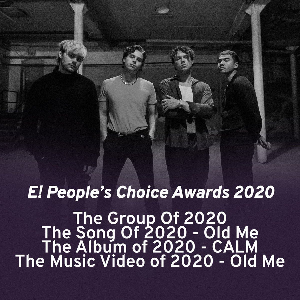 5SOSMexico's tweet photo. Vamos a nominar a @5SOS para los premios E! People Choice: https://t.co/O56zeRNrOQ
•The group of 2020:5SOS 
•The Song Of 2020:Old Me-5SOS
•The album of 2020:CALM-5SOS
•The music video of 2020:Old me- 5SOS
Nomínalos en el link, en las categorías que marca la imagen con azul https://t.co/cp2jnRdaoh