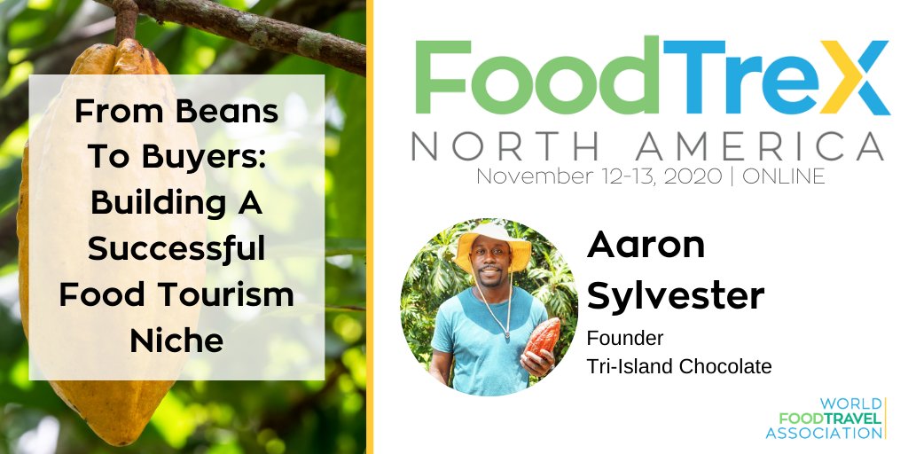 Aaron Sylvester, Founder, Tri-Island Chocolate (Grenada)
Session: From Beans To Buyers: Building A Successful Food Tourism Niche
Register here >> worldfoodtravel.org/food-tourism-e…
#foodtourism #culinarytourism #chocolatetourism #foodtrex

<a href="/triislandchoc/">Tri Island Chocolate</a> <a href="/AaronSylvester/">Aaron Sylvester</a>