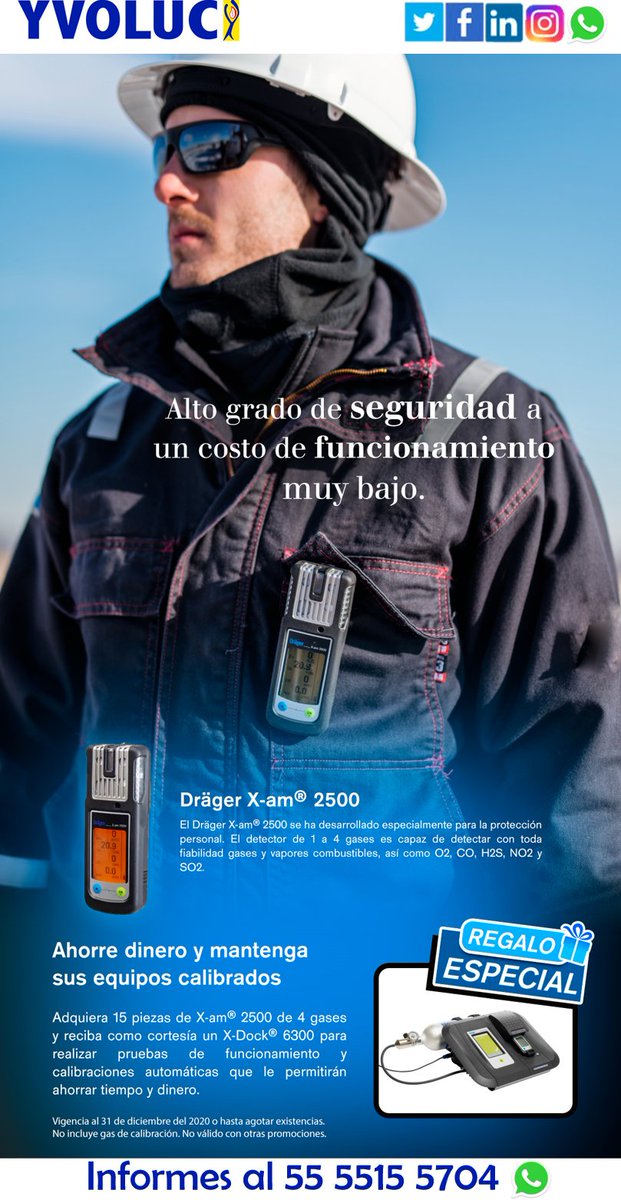 gasestoxicosd's tweet photo. ¿Necesitas un #equipo que detecte gases como volumen de Oxígeno, %LEL y Toxicidad?

Conoce la oferta de #REGALO que el X-am 2500 trae para que tu trabajo sea seguro.

Envía WhatsApp al 55 5515 5704 https://t.co/cZQROjUeKy

Vigente al 31 de Diciembre de 2020 o agotar existencias. https://t.co/Wbs6MEdzJp