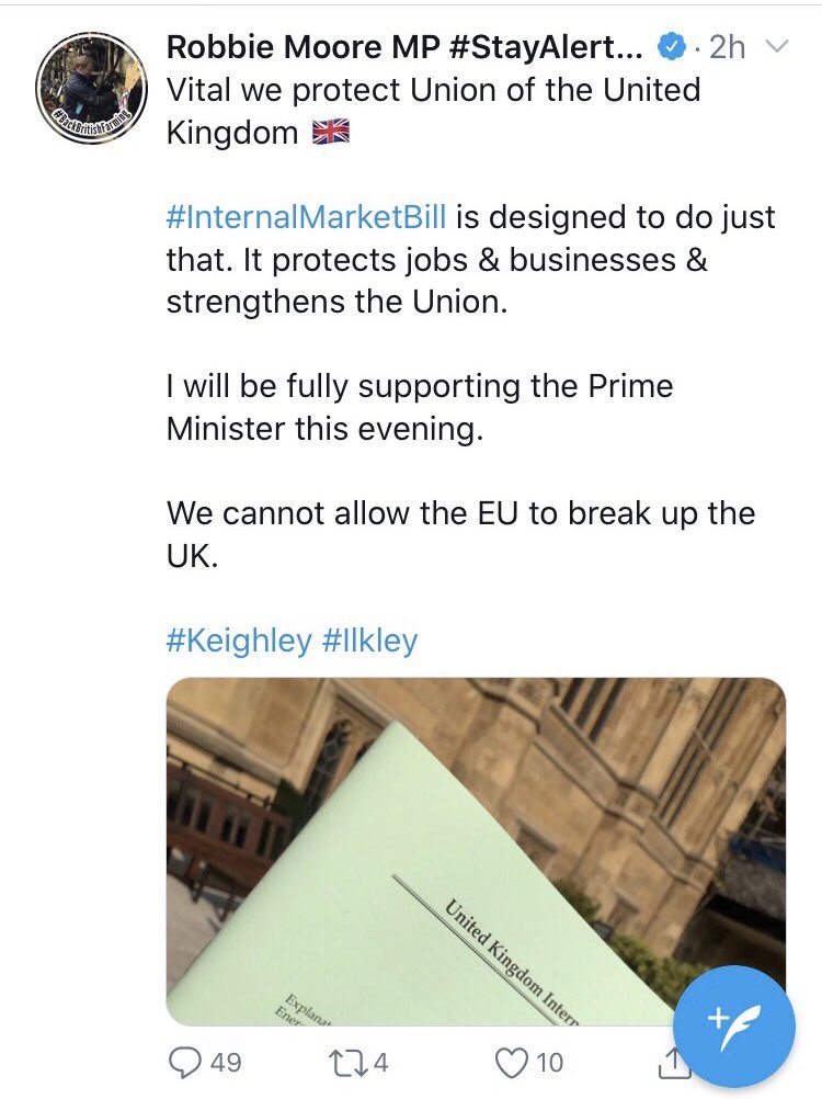 BuxtonJulia's tweet photo. As I cannot register my disagreement with @conservatives MP #robbiemoore on his twitter feed, and because he has not consulted constituents on such a major break from his elective platform (but a poll for #defundbbc??) - to say how very very poor of him #Ilkley @keighley https://t.co/9tHW6hzOa4
