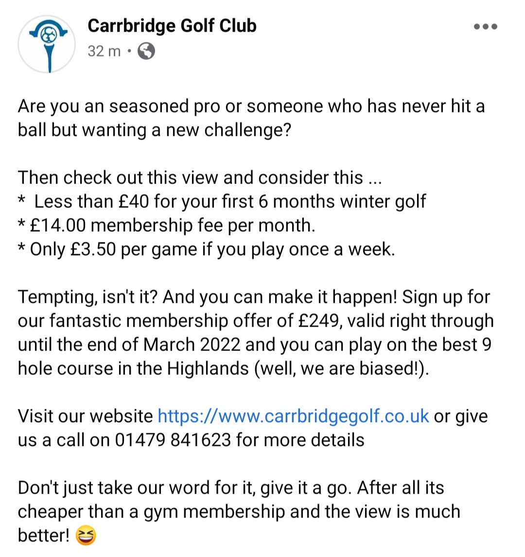 highlanderjamie's tweet photo. Great deal for a great friendly club @golfhighland https://t.co/tVTuzwBfdV