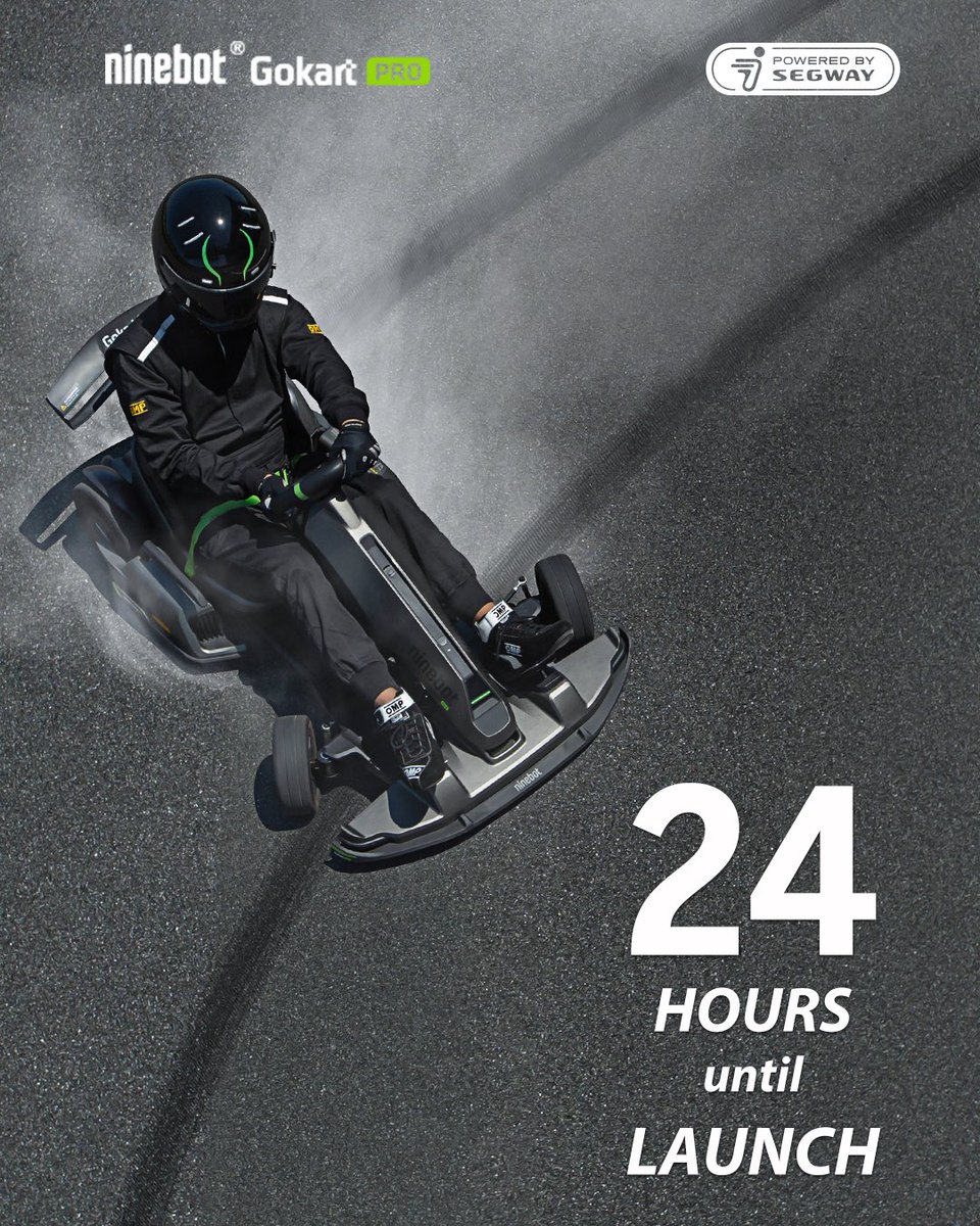Segway's tweet photo. GET READY - It’s time ride like the wind! 💨 The Ninebot Gokart PRO is going LIVE on Indiegogo tomorrow at 11am EST🏎 Make sure you set your alarm ⏰, so you can enjoy the limited-time SPECIAL OFFER which is available on launch day only!💥#Segway #NinebotGokartPRO https://t.co/3WJEUTvSyT