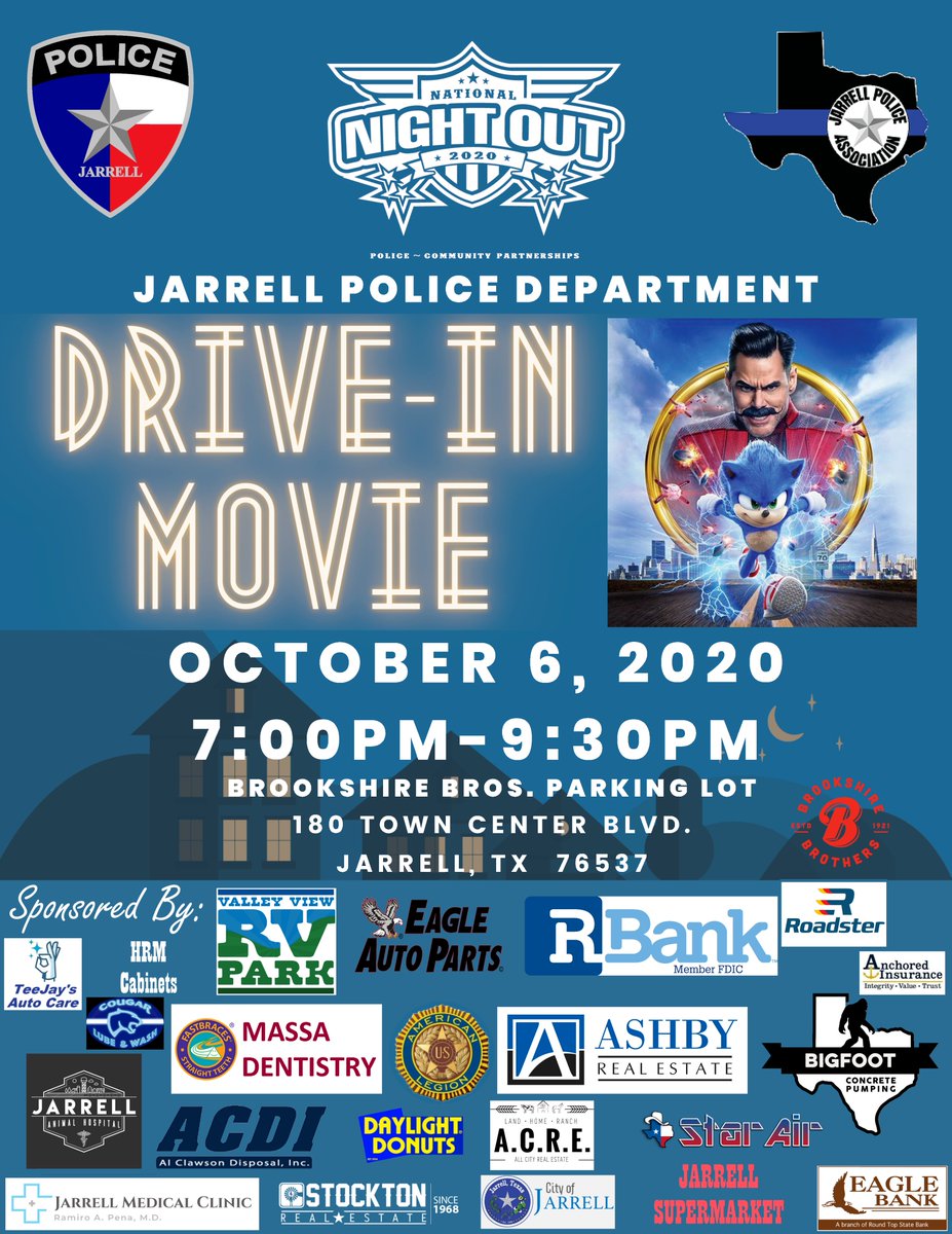 JarrellTxPD's tweet photo. Thank you to all of our sponsors who have helped to coordinate such a great event for this year! We're excited to see everyone at our event in Jarrell on October 6th! https://t.co/lReH8NzUjq