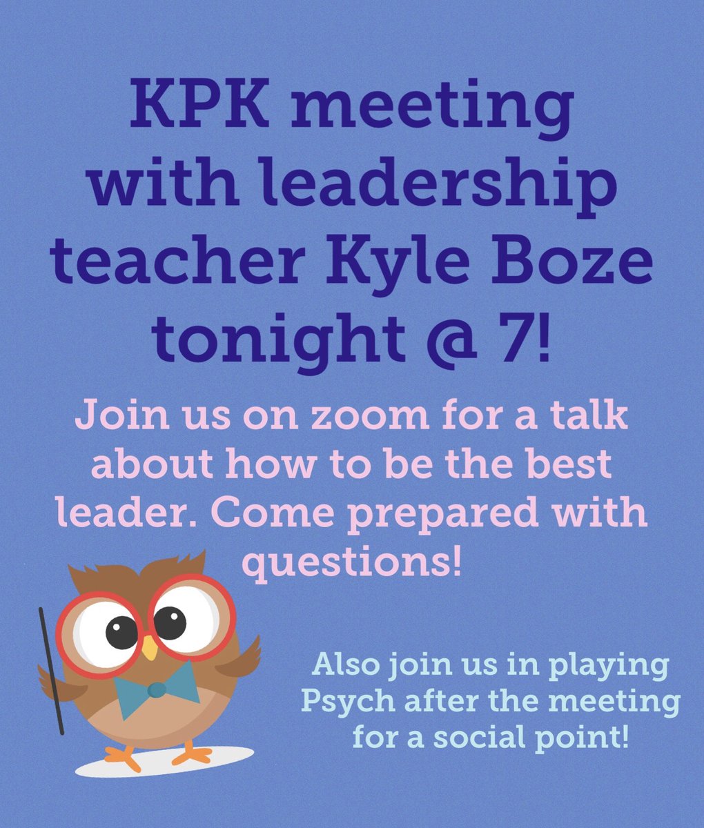KPK_OSU's tweet photo. Meeting tonight at 7! 

Zoom link: https://t.co/e6sHtoezQU 

Sign up for Psych: https://t.co/5MkHMp8ByR https://t.co/4hkwpZ4cJd