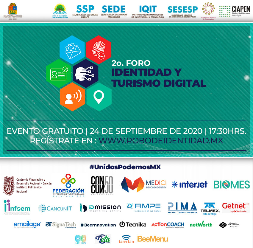 roboidentidadmx's tweet photo. Únete a nuestro Segundo Foro Identidad y Turismo Digital MX. 🇲🇽 ✈️💻

📅 24 de Septiembre de 2020 
📈 Evento Virtual ZOOM
👉 Link de Registro: https://t.co/Fmd8yUJuSw
⏰ 17:30 hrs (Hora Ciudad de México)
📻 FB Live: https://t.co/sLzRqmN0M0
🌐 https://t.co/p4JUPIYtTR #RIDMX https://t.co/BryDAUTJ0n