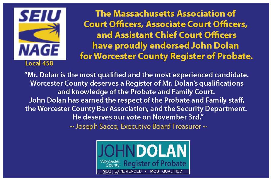 JohnDolan2020's tweet photo. THANK YOU TO THE COURT OFFICERS FOR YOUR ENDORSEMENT!  Your vote of confidence is sincerely appreciated. https://t.co/pkzp9S2yRl