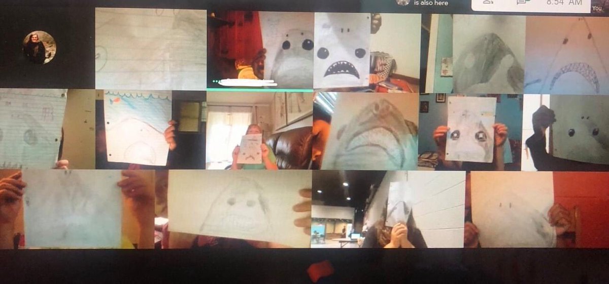 huskiesroc's tweet photo. Check out these shark drawings! 4th &amp; 5th Grade students learned about value in Art! Students are learning how to shade their sharks with a pencil &amp; use their finger to smudge/blend together. Students also get to listen to some tropical music while they work! #HuskiesLeadThePack https://t.co/qGmuAHOukh