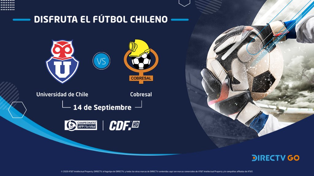 DSportsCL's tweet photo. ¡Hoy juega la U! 🙌💙

⌚ 16:00hs
@udechile 🆚 @ClubDepCobresal 
🏟️ El Teniente
📺 @CDF_cl (631/1631HD)
💻📱 #DIRECTVGO | *Sólo para clientes con el pack CDF Premium HD.

#AzulesDIRECTV #CaturrosDIRECTV https://t.co/eqBChzQbLb