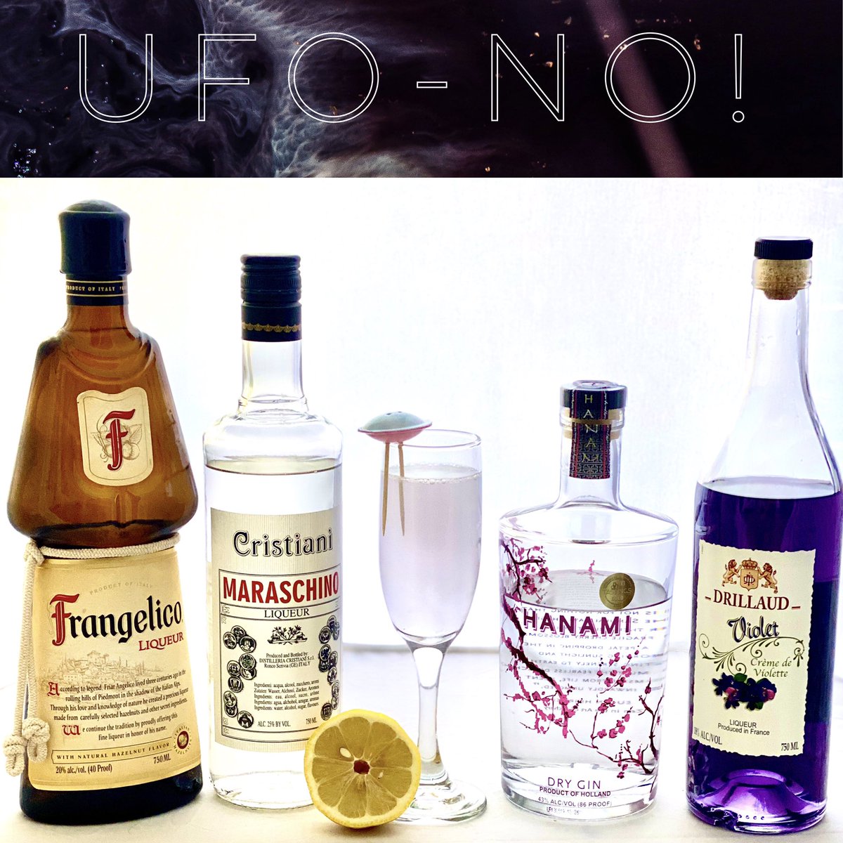 CrackpotHour's tweet photo. The UFO-No! is our take on the classic Aviation cocktail. In Friday’s episode we will be discussing this drink (mocktail always included!) along with the exciting story of a man who tried to build his own UFO. You won’t want to miss this one! https://t.co/XssYWcaKGO