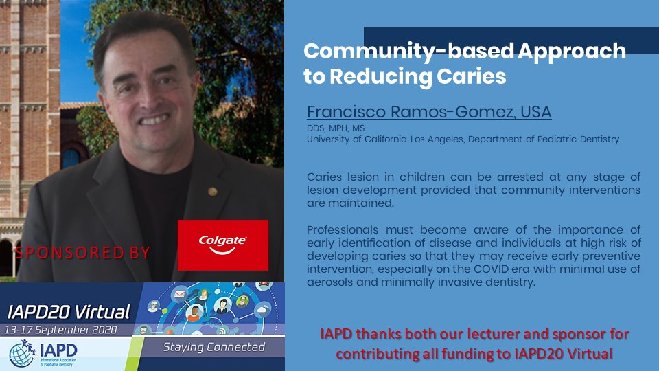 ColgateBSBF's tweet image. "Fluoridated toothpaste is our #1 secret weapon against fighting caries to help children." 

- @UCLA_Dentistry's Prof. Francisco Ramos-Gomez presents "Community-Based Approach to Reducing Caries" at Intl. Association of Paediatric Dentistry's conference 

#ColgateBrightSmiles