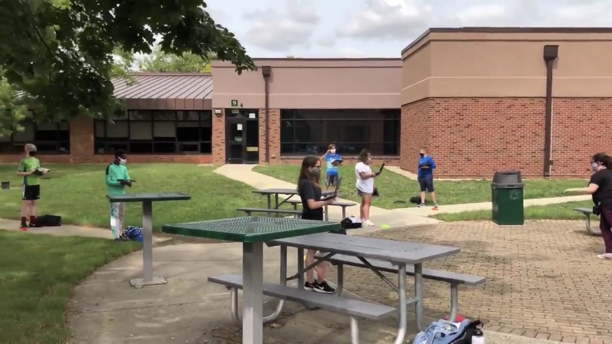 DMSIrishChoirs's tweet photo. 7th grade choir making music outside today! A cappella in 3 parts during our hybrid orientation week!!We’re about to have an incredible school year!!! @DMSIrish #dublindifference https://t.co/eFcsA9IBgx