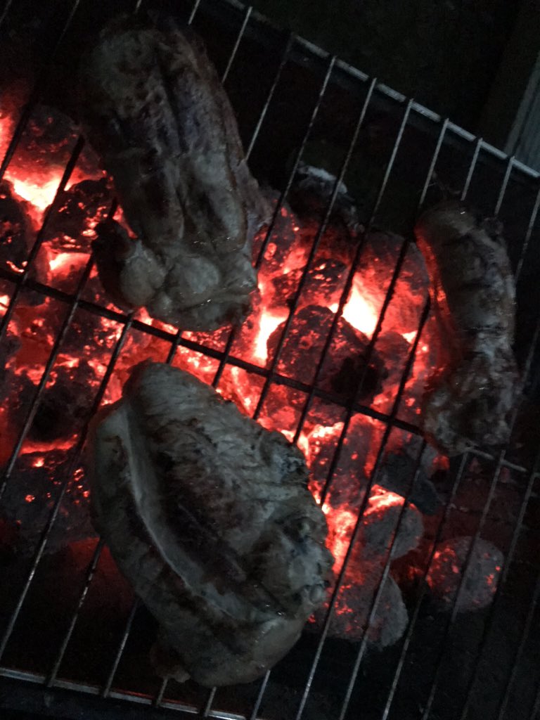 the_groundsman's tweet photo. Been thinking about a bbq all day so even though i’m later home than i wanted its lamb steaks on the bbq with homemade @ValleyVegBox1 potato salad and beetroot for dinner tonight. Still plenty warm enough to sit outside and enjoy the evening. https://t.co/Wl2pQEXKdX
