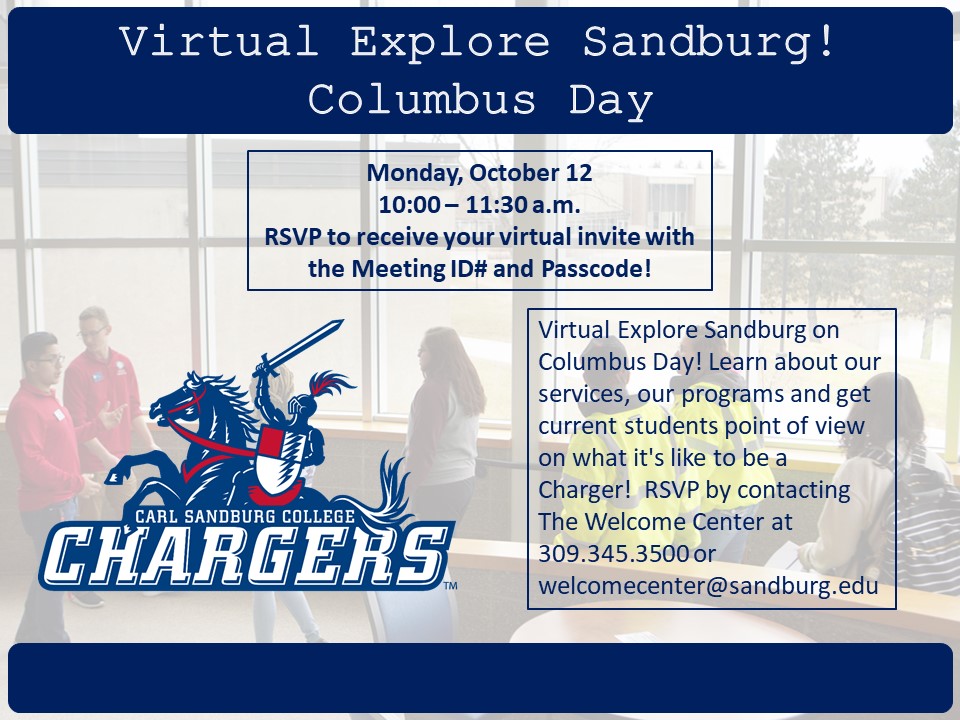 SandburgWelcome's tweet photo. Have you RSVP'd yet!? Our first Virtual Explore Sandburg happening Columbus Day, Monday Oct. 12th! 
https://t.co/KQcE7GFPLq https://t.co/6RMtouNmI6
