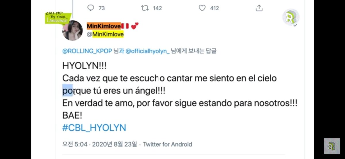 MinKimlove's tweet photo. Una de las mejores cosas que me ha pasado en la vida es que  @officialhyolyn_  leyera mi mensaje y me respondiera en español 🥺
ME SIENTO BENDECIDA, MUCHAS GRACIAS #BAES4HYOLYN  
💜🇵🇪 https://t.co/OA0CM84Wu9