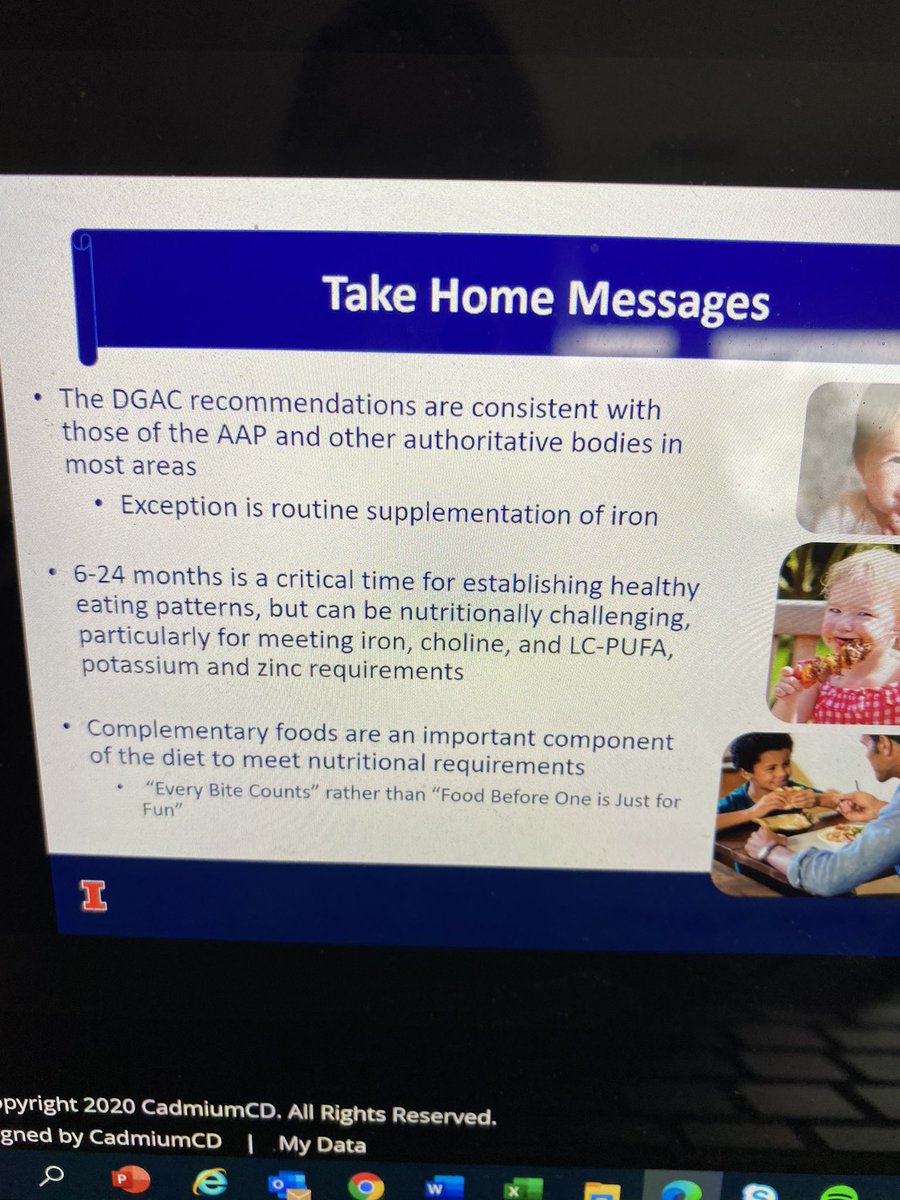 AmyC_RDN_runner's tweet photo. Eating in the Early Years E-Vent — Day 1: Feeding in B-24 months lays the foundation for healthy dietary patterns thru the lifespan. Great sessions today feat. Bob Murray MD, Sharon Donovan PhD RD, Erin Quann PhD RD, Beth Widen PhD RD, Dayle Hayes MS RD #StrongStartsWithBeef https://t.co/udx6liKP50