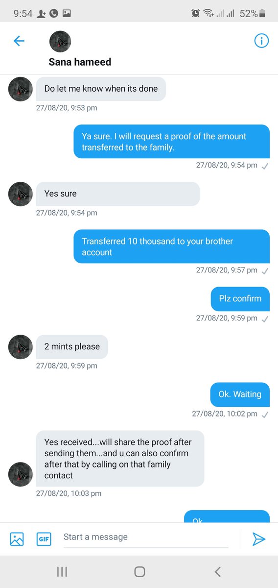 In this regard I contacted  @waqas_amjaad and was informed that he went through almost same ordeal from  @sana_hameed19 attached SSs of conversation as proof.  @cybercrimefia please take action against this organised gang. Contact numbers available in SSs @wrrakshaiiiiiii  @Marghaee