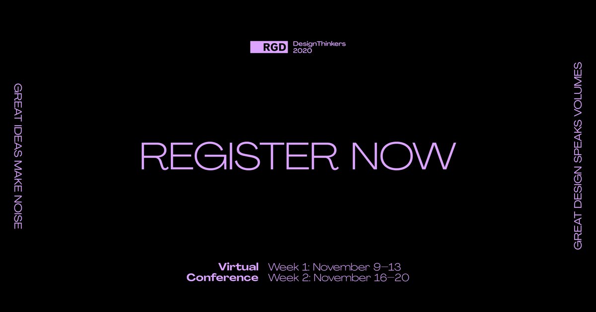 DesCanNational's tweet photo. Will you be attending the @RGD’s virtual DesignThinkers Conference? Join in from November 9–20. GDC Members can register at the Member rate. Learn more about the Conference here: https://t.co/WDDZ9CkGoS #rgdDT https://t.co/HGkyNdcZSj