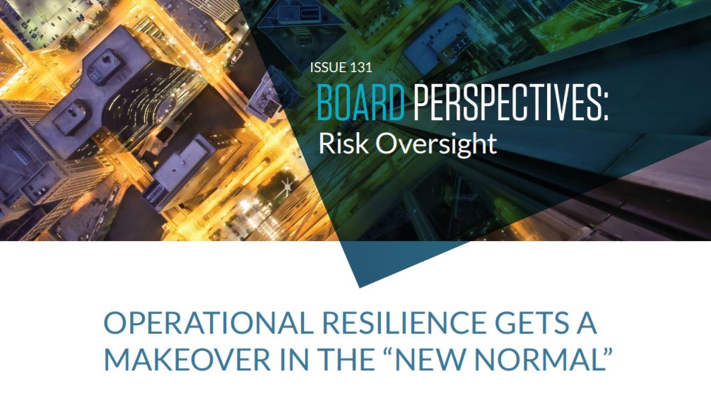 Protiviti's tweet photo. #COVID19 has proven to be an object lesson on how important #operationalresilience can be. We discuss the board’s role in overseeing operational resilience post-pandemic in our latest issue of @Protiviti #BoardPerspectives https://t.co/WtVLPa9Xt3 #governance https://t.co/fjcK7ORPAZ