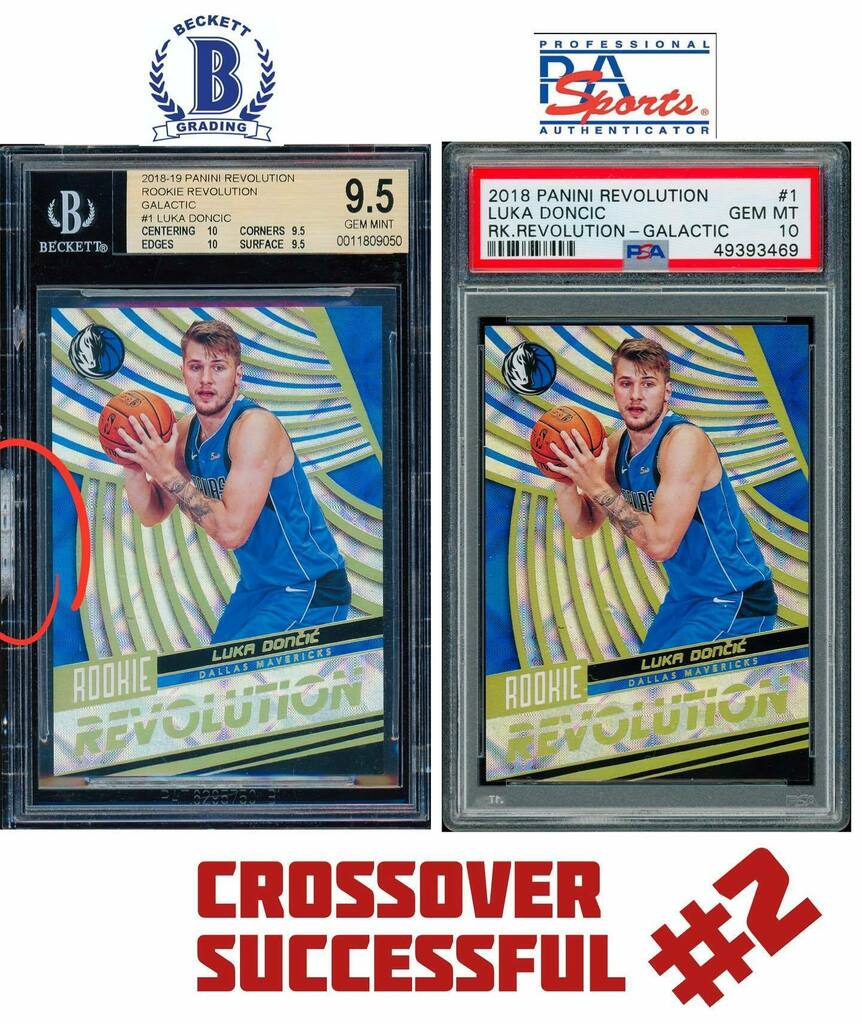 CardInsights's tweet photo. I crossed over this Luka Doncic card because the BGS slab was cracked/chipped. Interestingly, the value of the card didn’t change much. The BGS 9.5++ seems to fair well against the PSA 10. To be honest, none of it makes much sense to me...#thehobby #whod… https://t.co/LHqQXtiQDU https://t.co/0Pgpk1TSGy