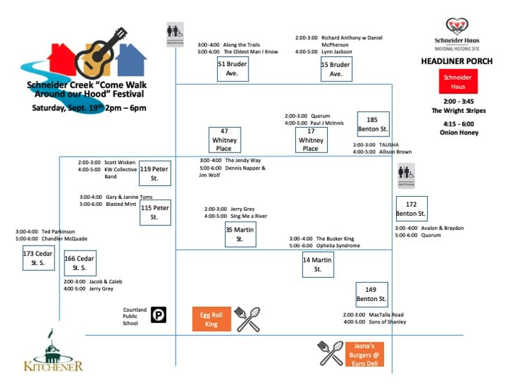 SCPorchParty's tweet photo. This Sat Sept. 19th - Schneider Creek Come Walk Around our Hood Festival  - -   Official porch music MAP + garage sales, art, food, arts &amp; crafts and lots more.  See details at https://t.co/dQVGVguseb https://t.co/T1VH1mDmCc