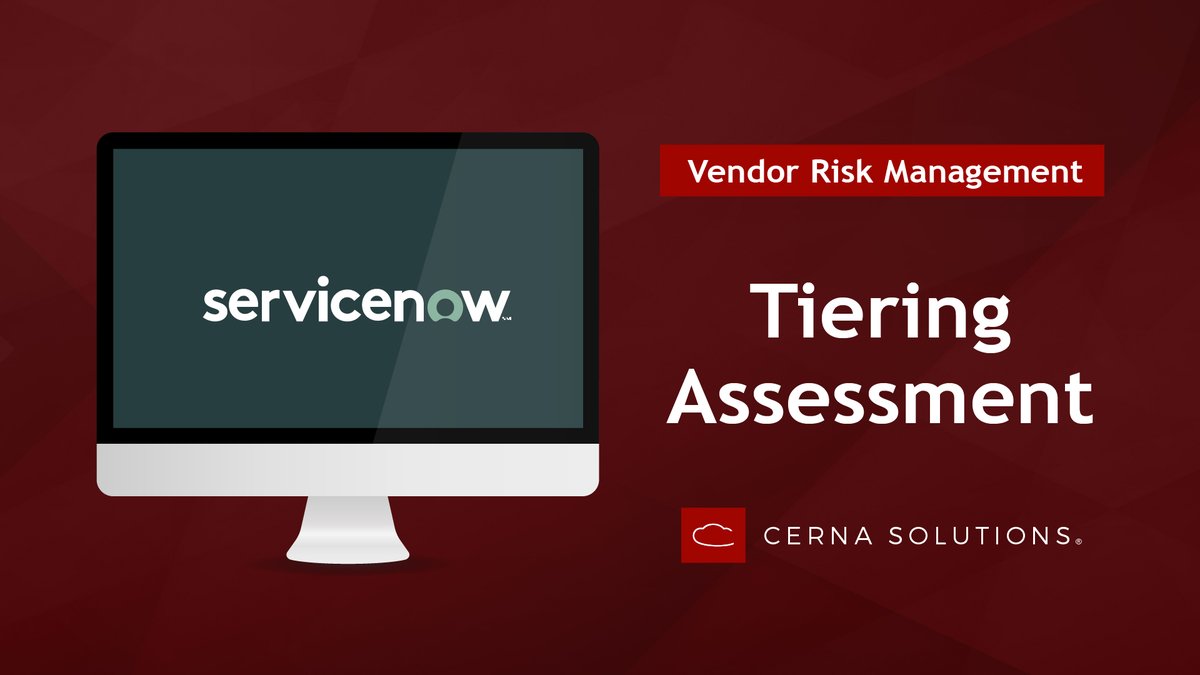 CernaSolutions's tweet photo. Archive those pesky spreadsheets! @ServiceNow is here to centralize and expedite your #VendorRiskManagement. Watch as our expert, Phillip Roach, demonstrates how to perform a tiering assessment on the #NowPlatform: https://t.co/sBui9nfNbo

#ServiceNow https://t.co/miMauMBQLb
