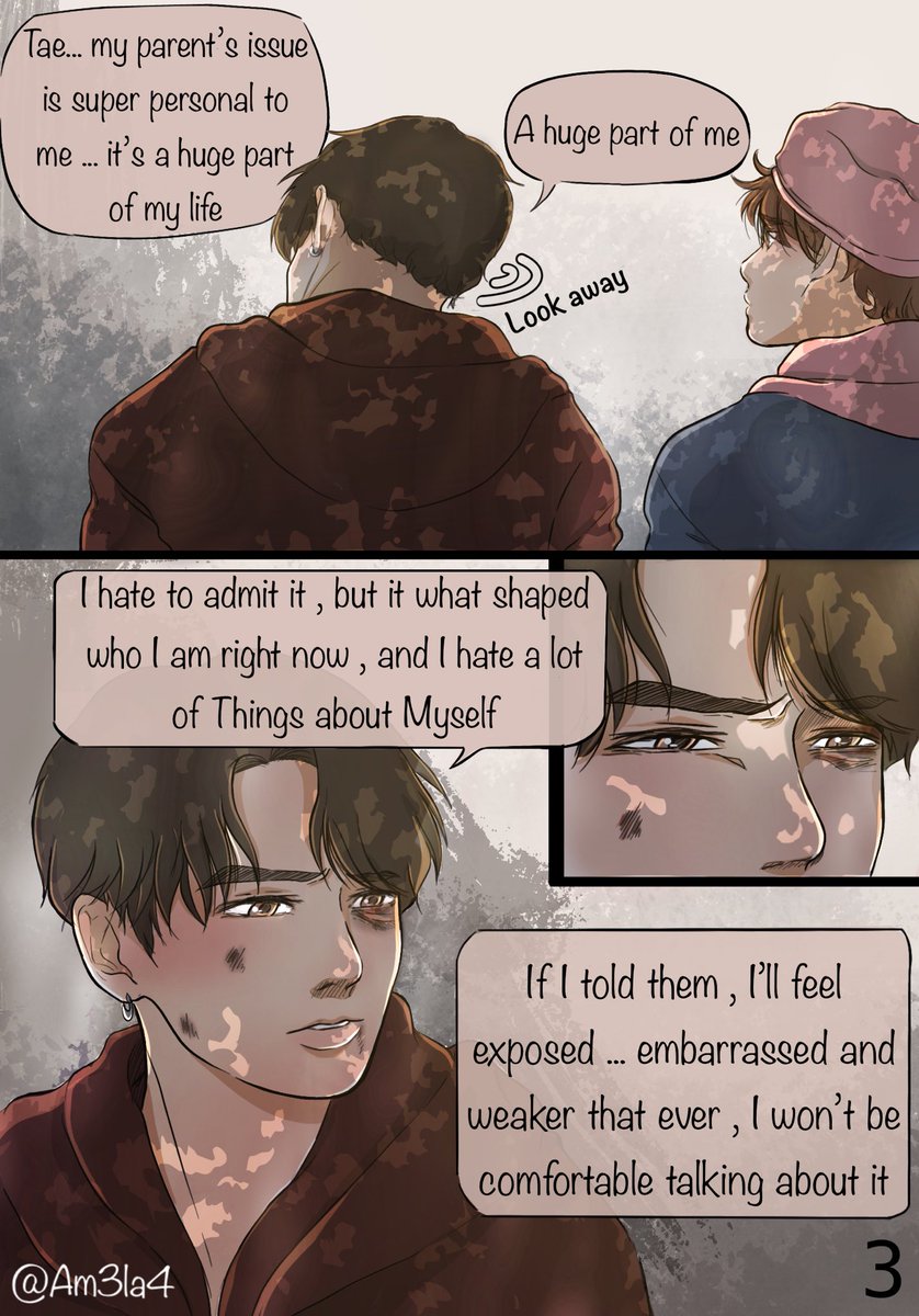 Am3la4's tweet photo. READ FROM LEFT TO RIGHT~ 
This is episode 9, this one challenged me with the posses and colouring , but I guess it turned out good 

I wanna cry because I finally finished it 🥺🥺, hope you like it please love and support it💜

#vkook #kookv #taekook #btsfanarts #comics #bts #au https://t.co/mWDQ6lM4JM