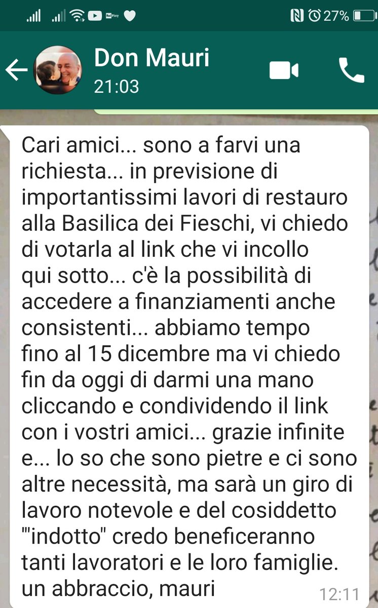 alevarone's tweet photo. Ragazzi mi date una mano? Don Mauri ha bisogno di nuovo di un aiuto da tutti! Se saliamo nella classifica riusciamo a restaurare per bene la basilica dei Fieschi di San Salvatore di Cogorno. Vi lascio il link e il messaggio di Don Maurizio! https://t.co/AD1yARxXsr https://t.co/DxqjMmfIXt