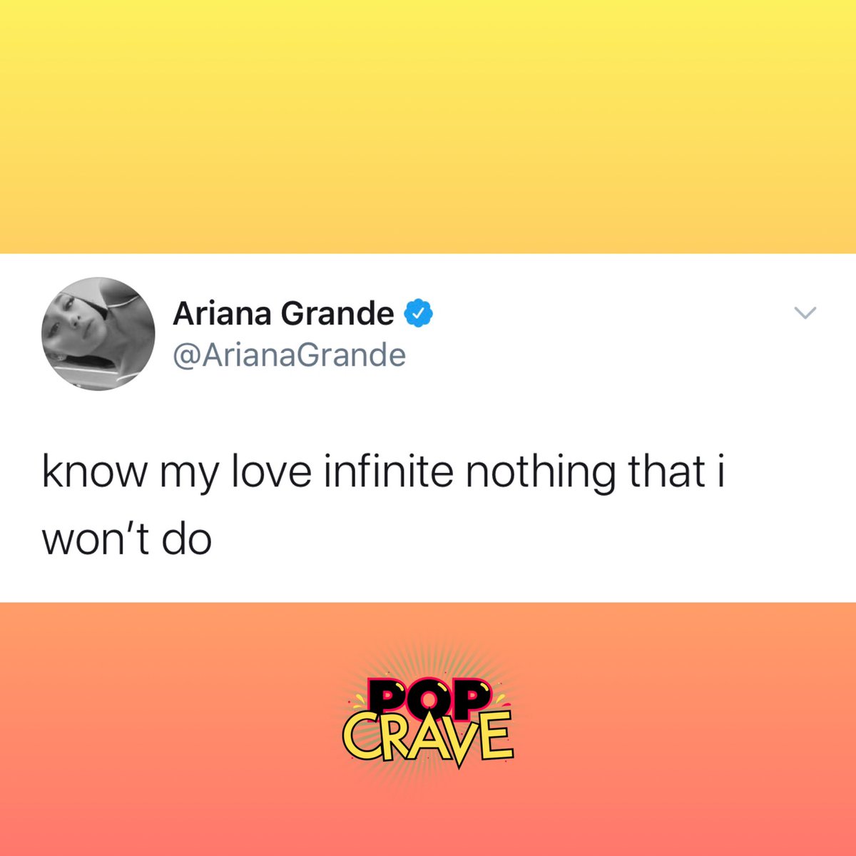 Pop Crave Fans Think Ariana Grande May Have Just Revealed Lyrics From New Music Know My Love Infinite Nothing That I Won T Do T Co Zyxhnd5dy4 Pop Crave Fans Think Ariana Grande May Have Just Revealed Lyrics From New Music Know My Love Infinite Nothing That I Won T Do T Co Zyxhnd5dy4