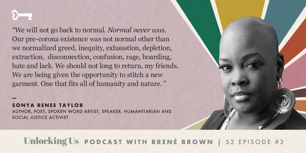 Do NOT miss this podcast with Sonya Renee Taylor on #UnlockingUs.
An honest and soulful conversation on body shame and love.

It drops Wednesday morning at 12:01am wherever you listen to podcasts.