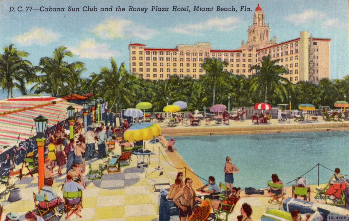 LostGreetings's tweet photo. Tweeting vintage warmth and sunshine all day.
Cabana Sun Club and the Roney Plaza Hotel, Miami Beach, Fla.
Poolside circa 1940.
#endlesssummer #mondayfunday #postkarte #cartepostale #tweetseries
Image from @DigitalNewberry https://t.co/DEC9RkmDiv